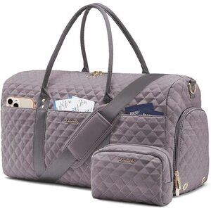 Duffle Bag with Shoe Compartment, Grey Purple